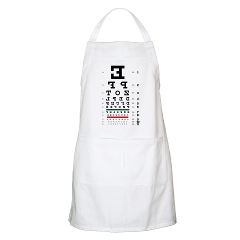 Eye chart with backwards letters BBQ apron