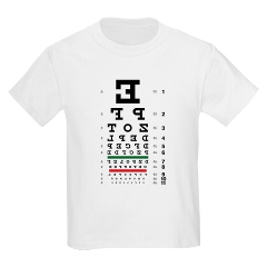Eye chart with backwards letters kids' T-shirt