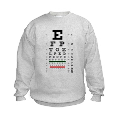 Eye chart with fading letters kids' sweatshirt