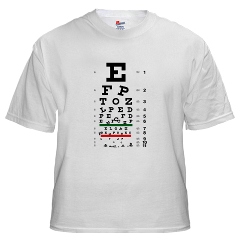 Eye chart with falling letters men's T-shirt