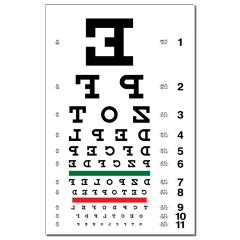 Eye chart with backwards letters